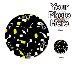 Yellow, Black And White Pattern Playing Cards 54 (round)  by Valentinaart