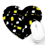 Yellow, black and white pattern Heart Mousepads Front