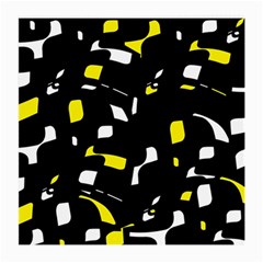 Yellow, Black And White Pattern Medium Glasses Cloth by Valentinaart