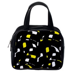 Yellow, Black And White Pattern Classic Handbags (one Side) by Valentinaart