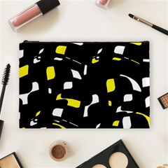 Yellow, Black And White Pattern Cosmetic Bag (large)  by Valentinaart