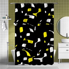 Yellow, Black And White Pattern Shower Curtain 48  X 72  (small) 