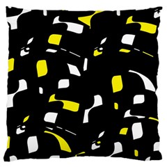 Yellow, Black And White Pattern Large Cushion Case (one Side) by Valentinaart