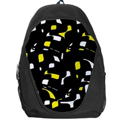 Yellow, Black And White Pattern Backpack Bag by Valentinaart