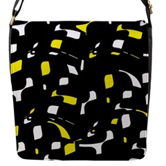 Yellow, Black And White Pattern Flap Messenger Bag (s) by Valentinaart