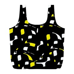 Yellow, Black And White Pattern Full Print Recycle Bags (l)  by Valentinaart