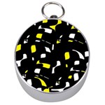 Yellow, black and white pattern Silver Compasses Front