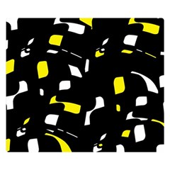 Yellow, Black And White Pattern Double Sided Flano Blanket (small)  by Valentinaart