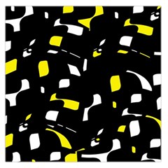 Yellow, Black And White Pattern Large Satin Scarf (square) by Valentinaart