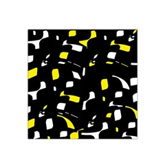 Yellow, Black And White Pattern Satin Bandana Scarf by Valentinaart