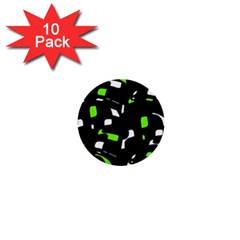 Green, Black And White Pattern 1  Mini Buttons (10 Pack)  by Valentinaart