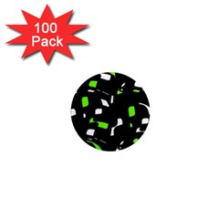 Green, Black And White Pattern 1  Mini Magnets (100 Pack)  by Valentinaart