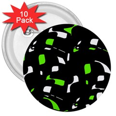 Green, Black And White Pattern 3  Buttons (10 Pack)  by Valentinaart