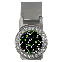 Green, Black And White Pattern Money Clips (cz)  by Valentinaart