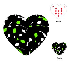 Green, Black And White Pattern Playing Cards (heart)  by Valentinaart