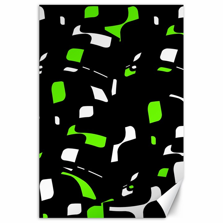 Green, black and white pattern Canvas 20  x 30  