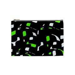 Green, Black And White Pattern Cosmetic Bag (medium)  by Valentinaart