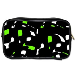 Green, Black And White Pattern Toiletries Bags by Valentinaart