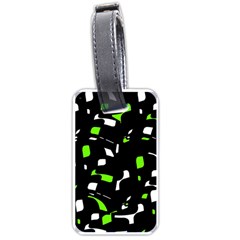 Green, Black And White Pattern Luggage Tags (one Side)  by Valentinaart