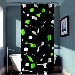 Green, Black And White Pattern Shower Curtain 36  X 72  (stall)  by Valentinaart