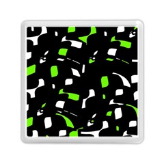 Green, Black And White Pattern Memory Card Reader (square) 