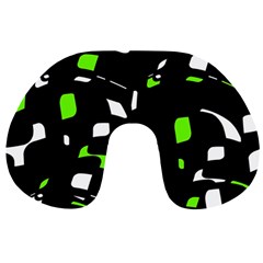 Green, Black And White Pattern Travel Neck Pillows by Valentinaart