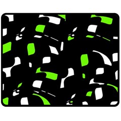 Green, Black And White Pattern Double Sided Fleece Blanket (medium) 