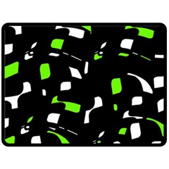 Green, Black And White Pattern Double Sided Fleece Blanket (large)  by Valentinaart