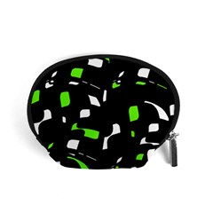 Green, Black And White Pattern Accessory Pouches (small)  by Valentinaart