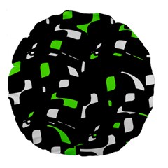 Green, Black And White Pattern Large 18  Premium Flano Round Cushions by Valentinaart