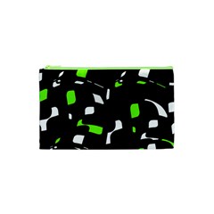 Green, Black And White Pattern Cosmetic Bag (xs) by Valentinaart