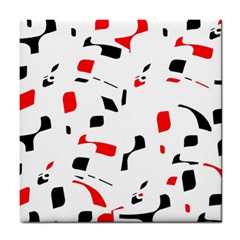 White, Red And Black Pattern Tile Coasters by Valentinaart