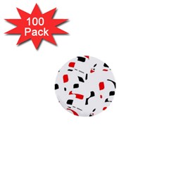 White, Red And Black Pattern 1  Mini Buttons (100 Pack)  by Valentinaart