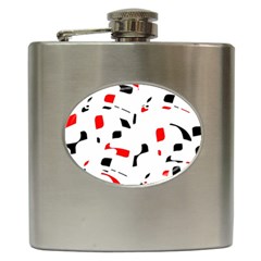 White, Red And Black Pattern Hip Flask (6 Oz) by Valentinaart