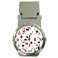 White, Red And Black Pattern Money Clip Watches by Valentinaart