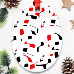 White, Red And Black Pattern Oval Ornament (two Sides) by Valentinaart