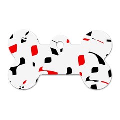 White, Red And Black Pattern Dog Tag Bone (one Side) by Valentinaart