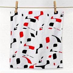 White, Red And Black Pattern Face Towel by Valentinaart