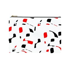 White, Red And Black Pattern Cosmetic Bag (large)  by Valentinaart