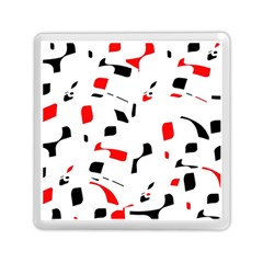 White, Red And Black Pattern Memory Card Reader (square) 