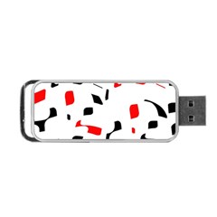 White, Red And Black Pattern Portable Usb Flash (two Sides)