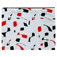 White, Red And Black Pattern Cosmetic Bag (xxxl)  by Valentinaart