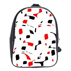 White, Red And Black Pattern School Bags (xl)  by Valentinaart