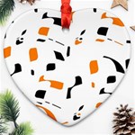 Orange, white and black pattern Ornament (Heart)  Front