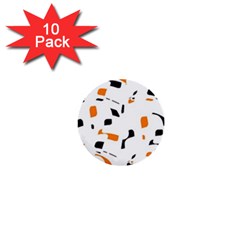 Orange, white and black pattern 1  Mini Buttons (10 pack) 