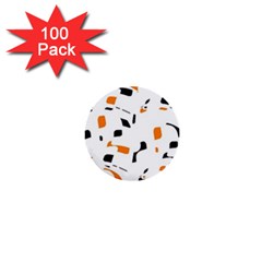 Orange, white and black pattern 1  Mini Buttons (100 pack) 