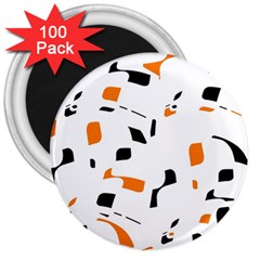 Orange, white and black pattern 3  Magnets (100 pack)