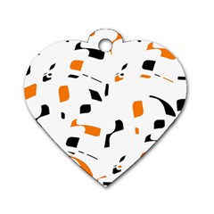 Orange, white and black pattern Dog Tag Heart (One Side)