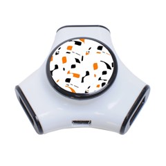 Orange, white and black pattern 3-Port USB Hub