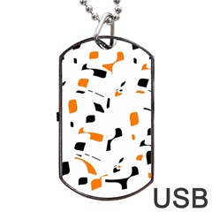 Orange, white and black pattern Dog Tag USB Flash (Two Sides) 